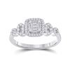 Image 1 : Baguette Diamond Square Cluster Ring 1/2 Cttw 14kt White Gold