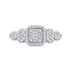 Image 2 : Baguette Diamond Square Cluster Ring 1/2 Cttw 14kt White Gold