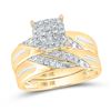 Image 2 : His Hers Diamond Square Matching Wedding Set 5/8 Cttw 10kt Yellow Gold