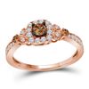 Image 1 : Brown Diamond Solitaire Ring 1/2 Cttw 10kt Rose Gold