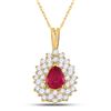 Image 1 : Pear Ruby Diamond Solitaire Pendant 3/4 Cttw 14kt Yellow Gold