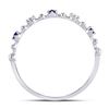 Image 4 : Blue Sapphire Diamond Beaded Stackable Band Ring 1/20 Cttw 10kt White Gold