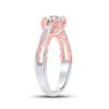 Image 4 : Diamond Cluster Bridal Wedding Engagement Ring 1/5 Cttw 10kt Two-tone Gold