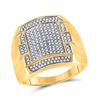 Image 1 : Mens Diamond Square Cluster Ring 1/2 Cttw 10kt Yellow Gold