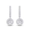 Image 2 : Diamond Hoop Circle Dangle Earrings 1/2 Cttw 14kt White Gold