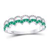 Image 1 : Emerald Scalloped Stackable Band Ring 1/4 Cttw 10kt White Gold