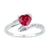 Image 1 : Heart Lab-Created Ruby Solitaire Diamond Ring 1 Cttw Sterling Silver