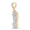 Image 2 : Mens Diamond Number 8 Crown Charm Pendant 3/4 Cttw 10kt Yellow Gold