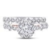 Image 4 : Diamond Bridal Wedding Ring Band Set 3/4 Cttw 14kt Two-tone Gold