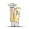 Image 4 : His Hers Diamond Cluster Matching Wedding Set 1 Cttw 14kt Two-tone Gold