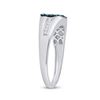Image 4 : Mens Blue Color Enhanced Diamond Square Cluster Ring 1/2 Cttw 10kt White Gold
