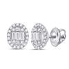 Image 1 : Baguette Diamond Oval Earrings 3/8 Cttw 14kt White Gold
