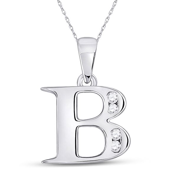 Diamond B Letter Pendant 1/20 Cttw 10kt White Gold