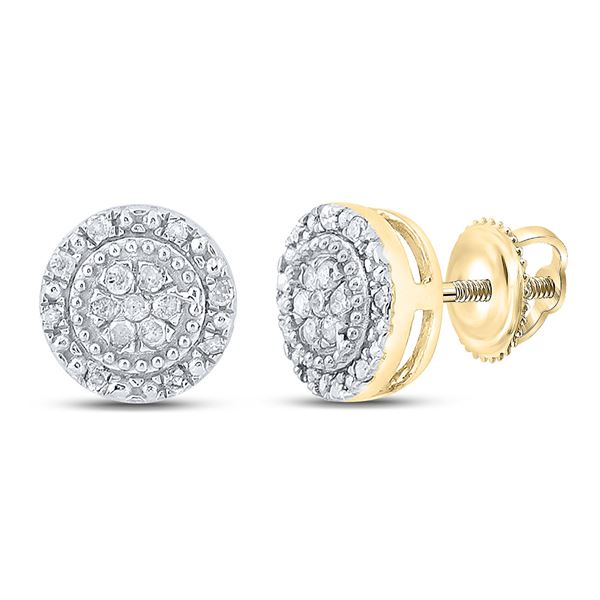 Diamond Cluster Earrings 1/10 Cttw 10kt Yellow Gold