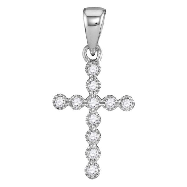 Diamond Cross Pendant 1/10 Cttw 14kt White Gold