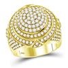 Image 1 : Mens Diamond Concentric Circle Cluster Ring 3-1/3 Cttw 14kt Yellow Gold