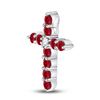 Image 2 : Lab-Created Ruby Cross Pendant 7/8 Cttw 10kt White Gold