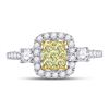 Image 2 : Yellow Diamond Square Frame Cluster Ring 5/8 Cttw 14kt White Gold