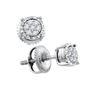 Image 1 : Diamond Flower Cluster Earrings 1/10 Cttw 10kt White Gold