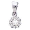 Image 1 : Diamond Solitaire Circle Frame Cluster Pendant 1/4 Cttw 14kt White Gold