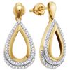 Image 1 : Diamond Teardrop Dangle Earrings 1/4 Cttw 10kt Yellow Gold