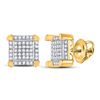 Image 1 : Mens Diamond Square Cluster Stud Earrings 1/6 Cttw 10kt Yellow Gold