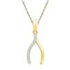 Image 1 : Wishbone Lucky Prosperity Charm Pendant 1/20 Cttw 10k Yellow Gold