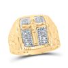 Image 1 : Mens Diamond Crucifix Jesus Cross Ring 1/20 Cttw 10kt Yellow Gold