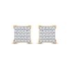 Image 2 : Mens Diamond Square Earrings 1/6 Cttw 10kt Yellow Gold