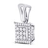 Image 2 : Diamond Square Cluster Pendant 1/2 Cttw 14kt White Gold