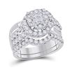 Image 1 : Princess Diamond Bridal Wedding Ring Band Set 1-3/4 Cttw 14kt White Gold