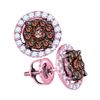 Image 1 : Brown Diamond Circle Cluster Earrings 3/4 Cttw 14kt Rose Gold