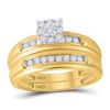 Image 2 : His Hers Diamond Solitaire Matching Wedding Set 3/8 Cttw 10kt Yellow Gold