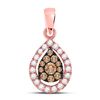 Image 1 : Brown Diamond Teardrop Cluster Pendant 1/3 Cttw 14kt Rose Gold