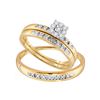 Image 1 : His Hers Diamond Solitaire Matching Wedding Set 1/10 Cttw 10kt Yellow Gold