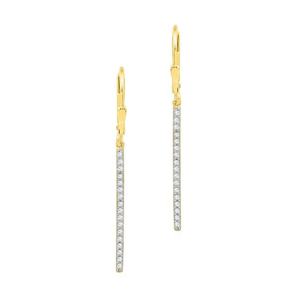 Pave-set Diamond Stick Dangle Earrings 1/4 Cttw 10kt Yellow Gold