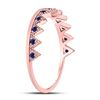 Image 3 : Blue Sapphire Chevron Stackable Band Ring 1/10 Cttw 10kt Rose Gold