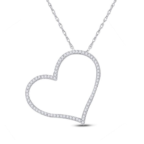 Diamond Heart Pendant 1/5 Cttw 10kt White Gold