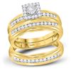 Image 1 : His Hers Diamond Solitaire Matching Wedding Set 1/2 Cttw 10kt Yellow Gold