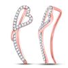 Image 1 : Diamond Heart Climber Earrings 1/5 Cttw 10kt Rose Gold