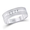 Mens Diamond Wedding 5-Stone Hammered Band Ring 1/4 Cttw 10kt White Gold