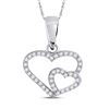 Image 1 : Diamond Double Heart Pendant 1/10 Cttw 10kt White Gold