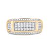 Image 2 : Mens Diamond Rectangle Band Ring 1 Cttw 10kt Yellow Gold