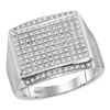Image 1 : Mens Diamond Rectangle Cluster Ring 3/8 Cttw 10kt White Gold