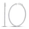 Image 1 : Diamond Inside-Outside Hoop Earrings 7/8 Cttw 14kt White Gold