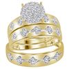 Image 1 : His Hers Diamond Cluster Matching Wedding Set 3/4 Cttw 10kt Yellow Gold