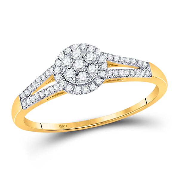 Diamond Flower Cluster Ring 1/5 Cttw 10kt Yellow Gold
