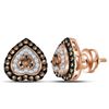 Image 1 : Brown Diamond Heart Earrings 5/8 Cttw 10kt Rose Gold
