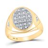 Image 1 : Mens Prong-set Diamond Oval Cluster Ring 1/4 Cttw 10kt Yellow Gold