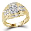 Image 1 : Mens Diamond Rectangle Cluster Ring 1/4 Cttw 10kt Yellow Gold